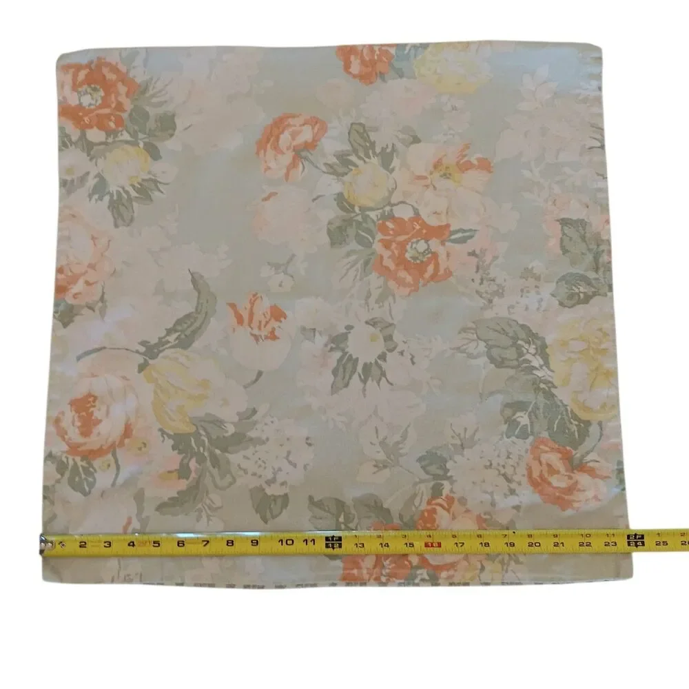 1 Pottery Barn Elora Pillow Cover Floral Paisley Linen Cotton Green Orange 24x24